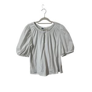 Old Navy Women’s Puff Sleeve Top M White Key Hole Coquette Cottage Flowy NWT